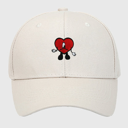Anna-Kaci Women's Embroidered Heart Design Adjustable Baseball Cap