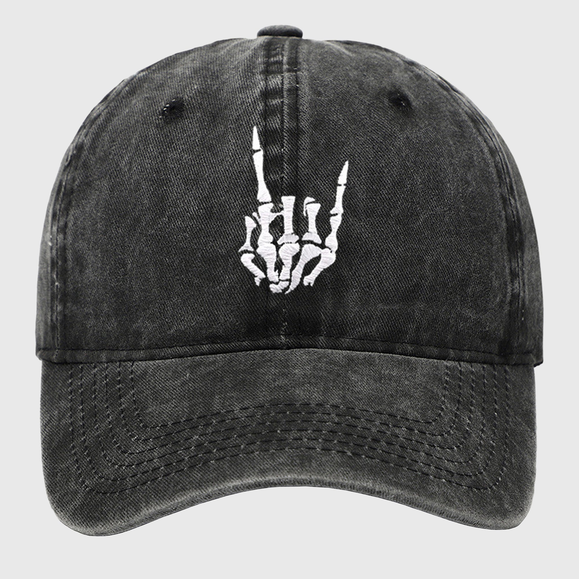 Anna-Kaci Women's Vintage Washed Skull Hand Embroidered Baseball Cap