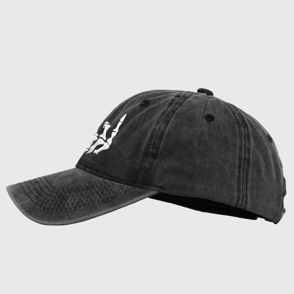 Anna-Kaci Women's Vintage Washed Skull Hand Embroidered Baseball Cap