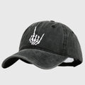 Anna-Kaci Women's Vintage Washed Skull Hand Embroidered Baseball Cap