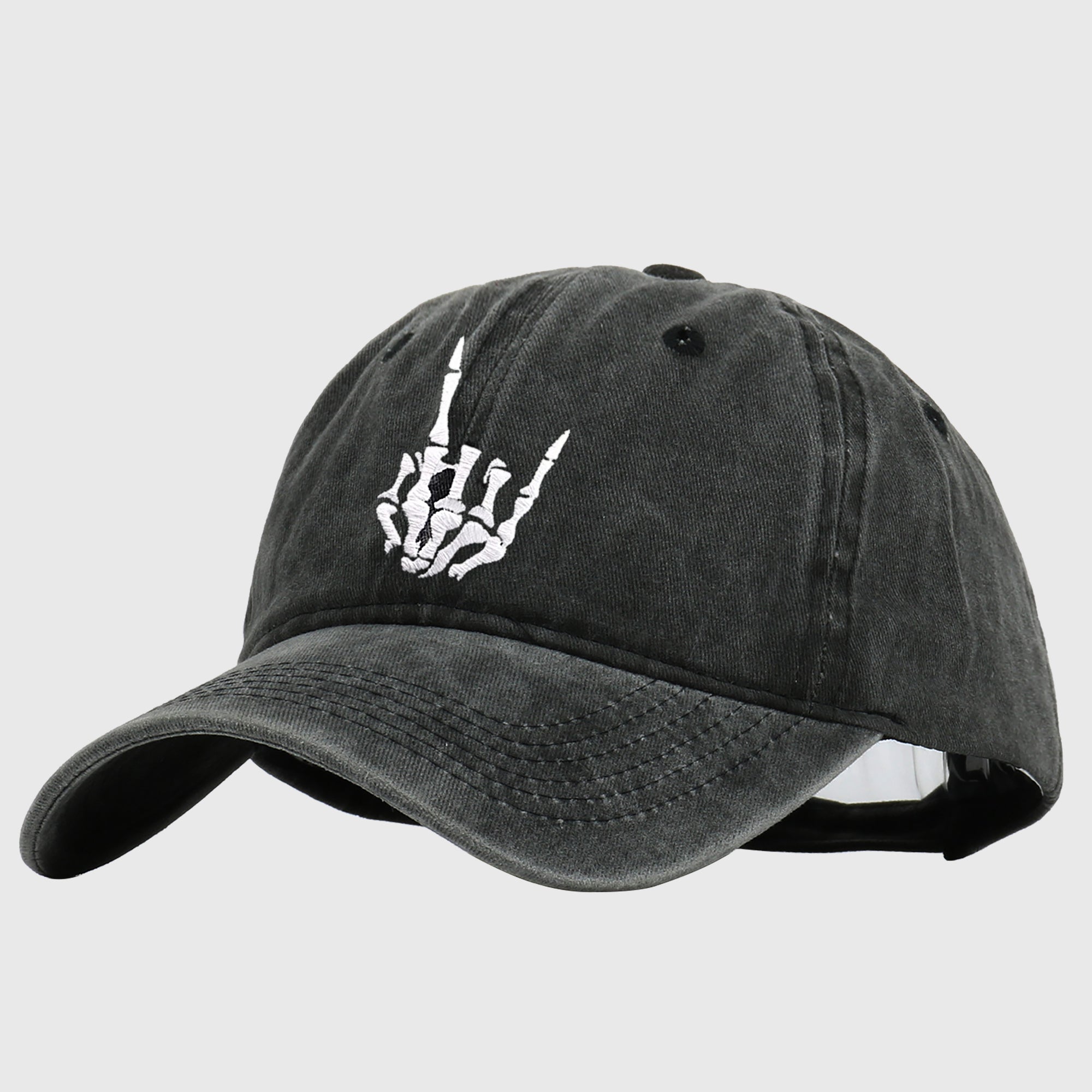 Anna-Kaci Women's Vintage Washed Skull Hand Embroidered Baseball Cap