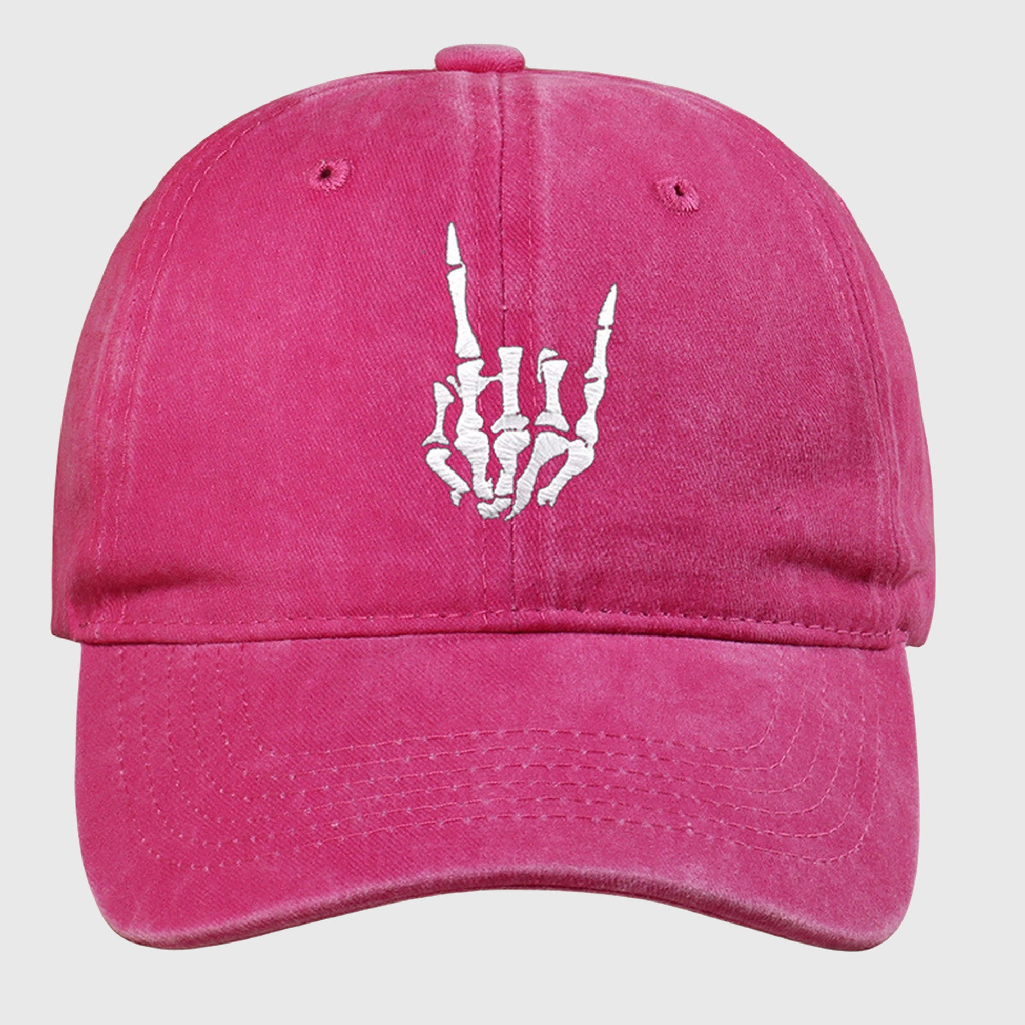 Anna-Kaci Women's Vintage Washed Skull Hand Embroidered Baseball Cap