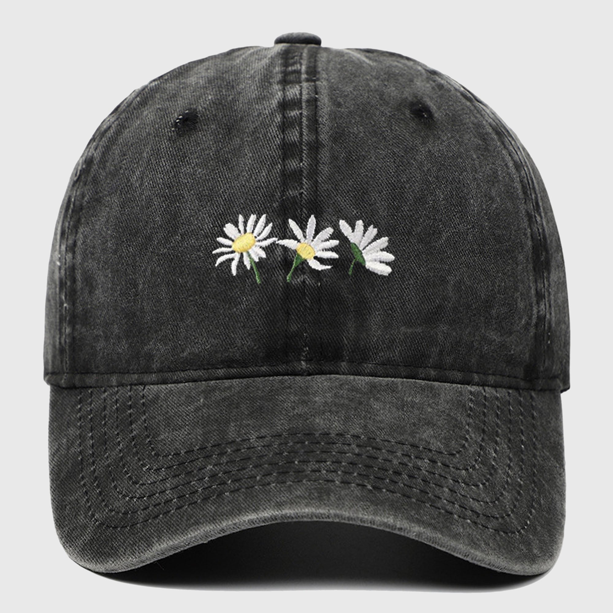 Anna-Kaci Women's Vintage - Washed Baseball Cap with Daisy Embroidery
