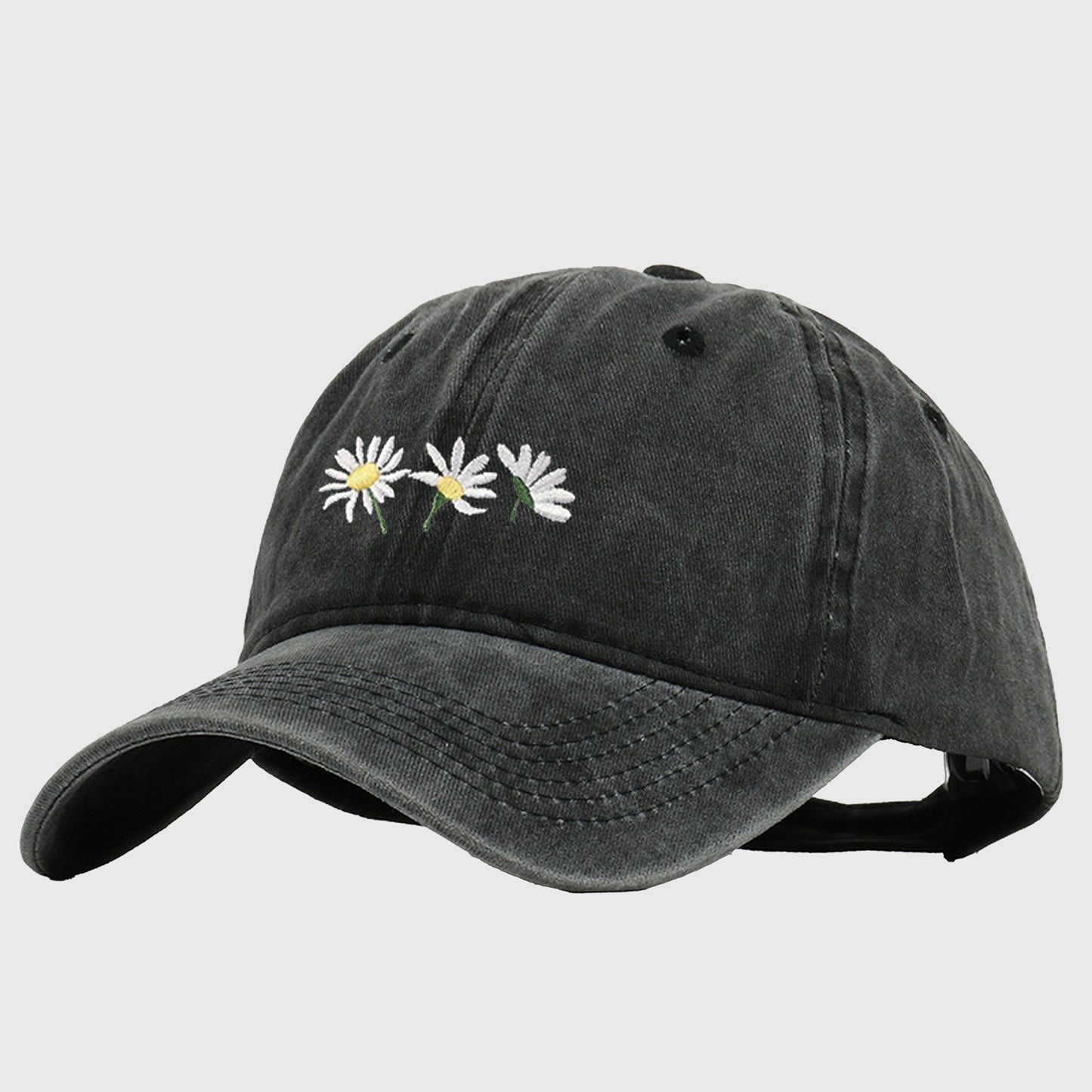 Anna-Kaci Women's Vintage - Washed Baseball Cap with Daisy Embroidery
