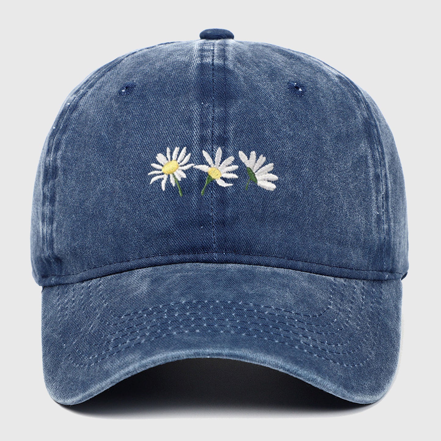 Anna-Kaci Women's Vintage - Washed Baseball Cap with Daisy Embroidery