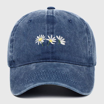 Anna-Kaci Women's Vintage - Washed Baseball Cap with Daisy Embroidery