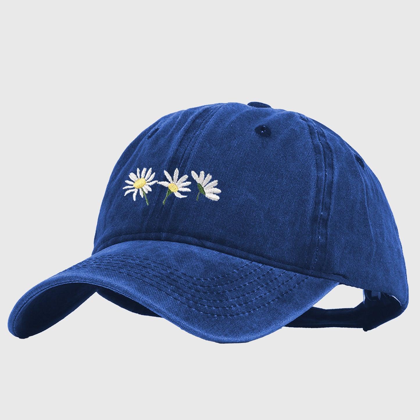 Anna-Kaci Women's Vintage - Washed Baseball Cap with Daisy Embroidery