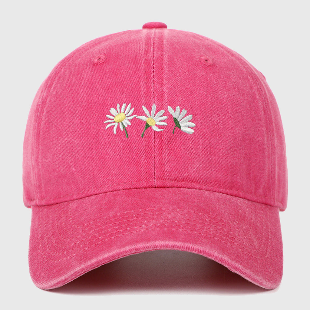 Anna-Kaci Women's Vintage - Washed Baseball Cap with Daisy Embroidery