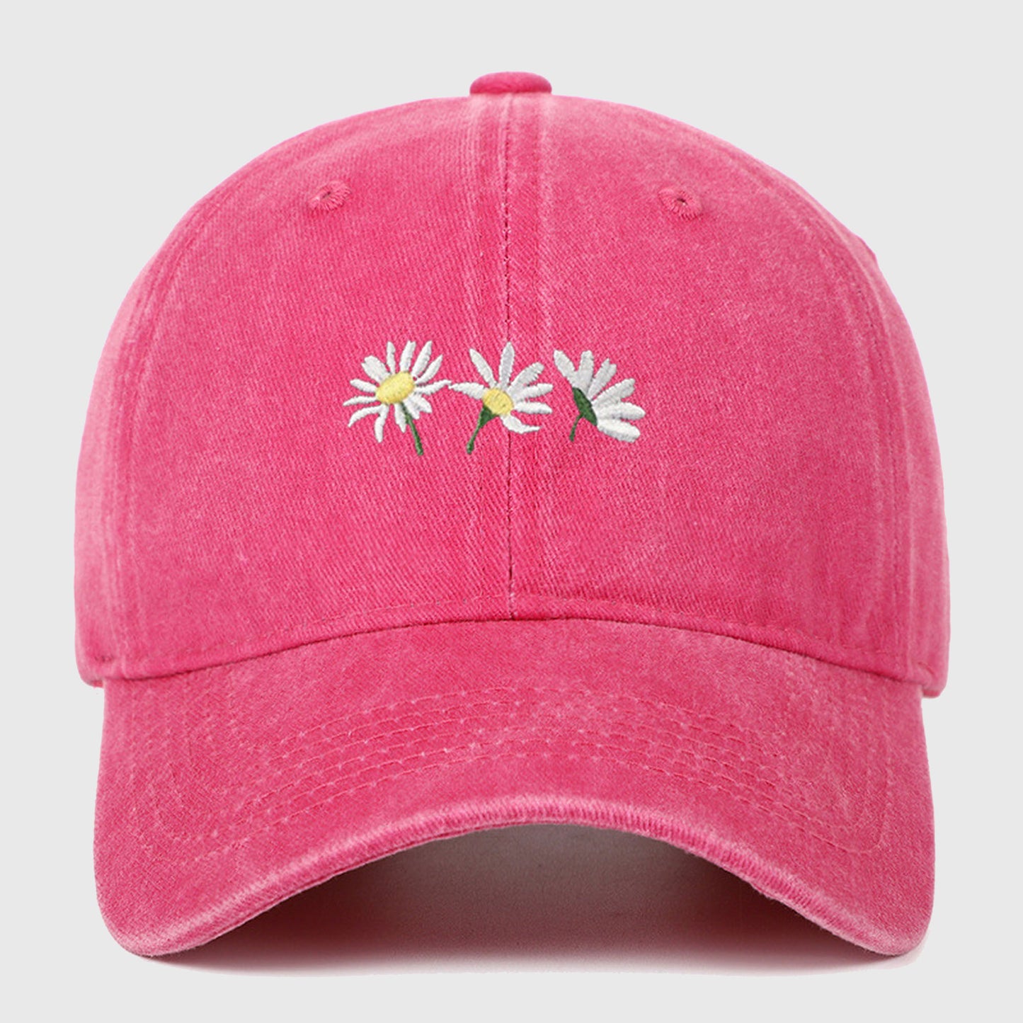 Anna-Kaci Women's Vintage - Washed Baseball Cap with Daisy Embroidery
