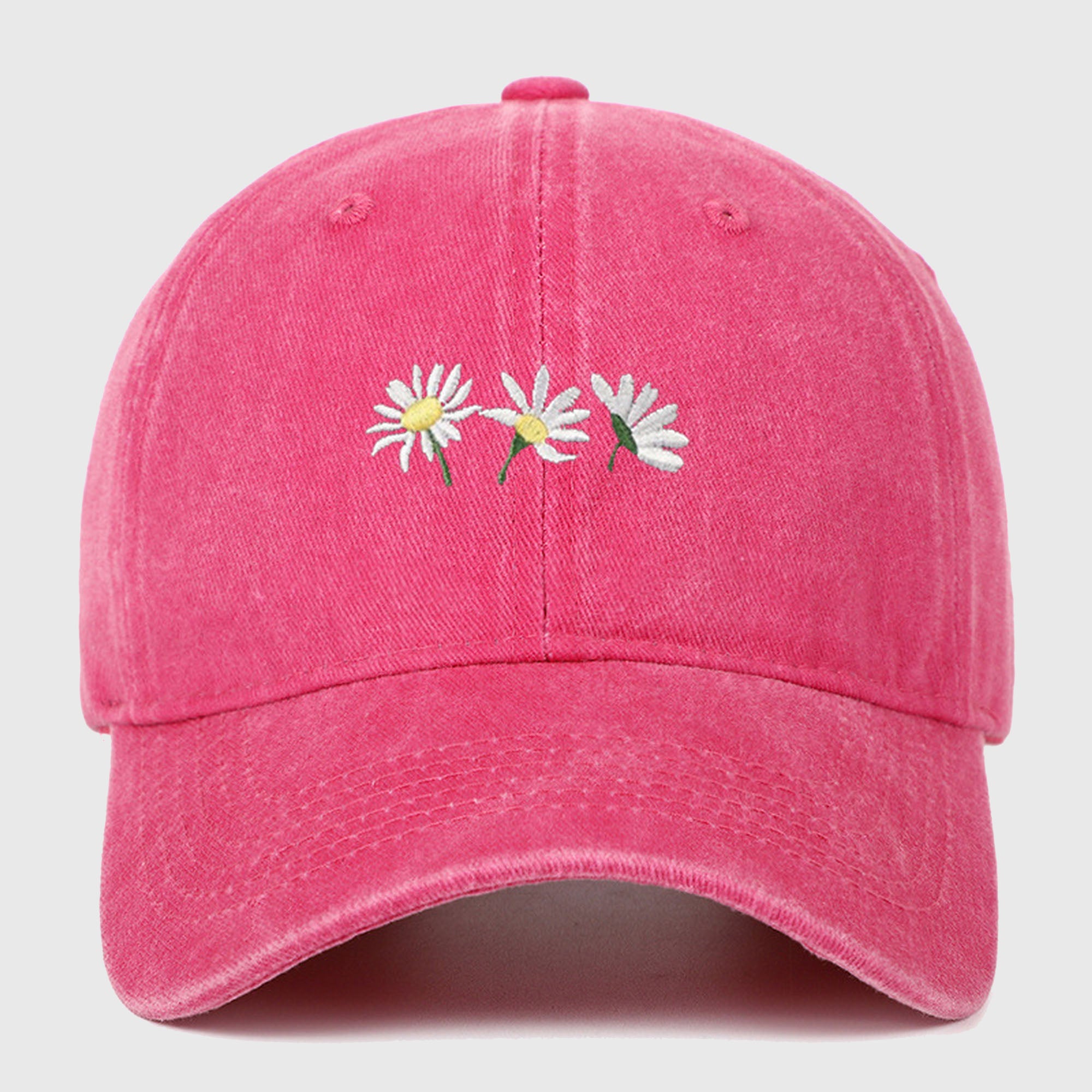 Anna-Kaci Women's Vintage - Washed Baseball Cap with Daisy Embroidery