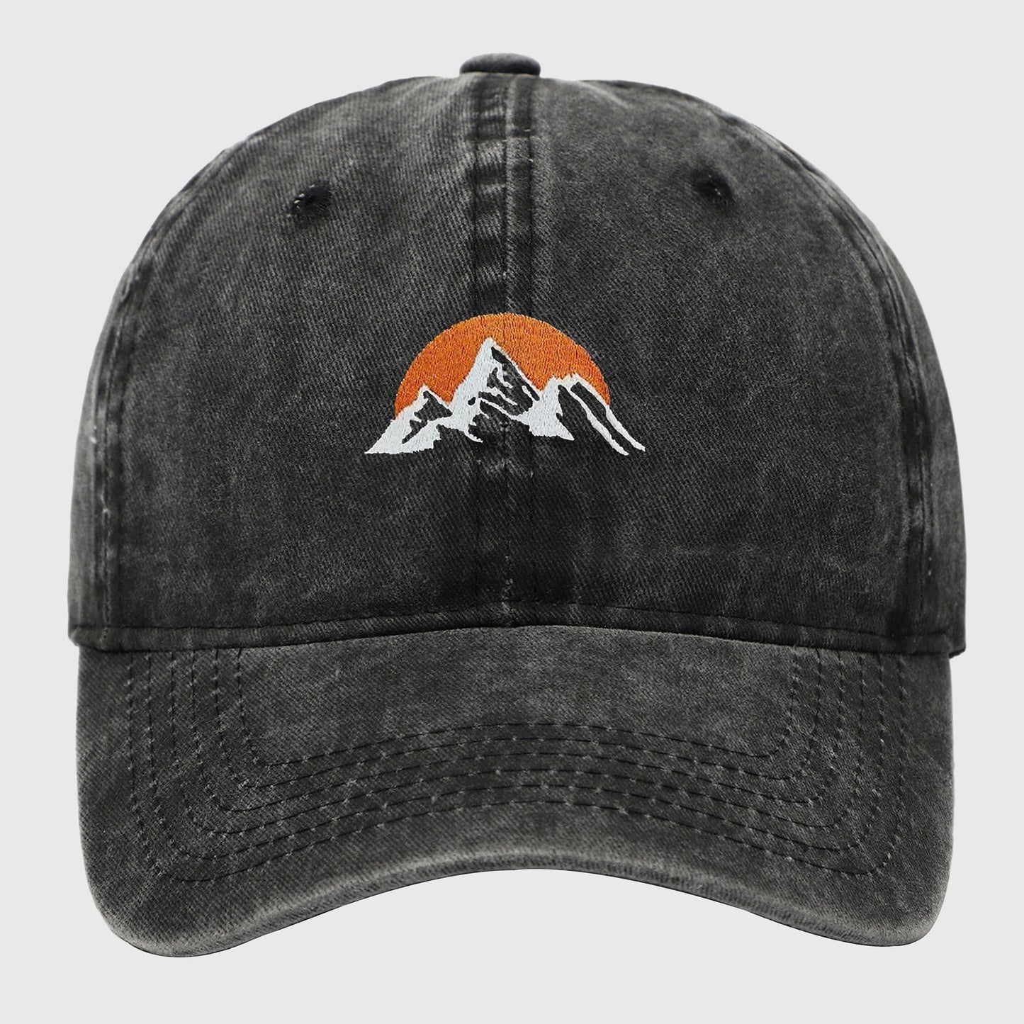 Anna-Kaci Women's Vintage Washed Mountain Sunset Embroidered Baseball Cap