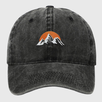 Anna-Kaci Women's Vintage Washed Mountain Sunset Embroidered Baseball Cap
