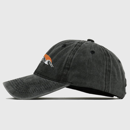 Anna-Kaci Women's Vintage Washed Mountain Sunset Embroidered Baseball Cap