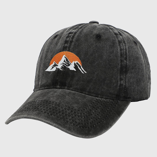 Anna-Kaci Women's Vintage Washed Mountain Sunset Embroidered Baseball Cap