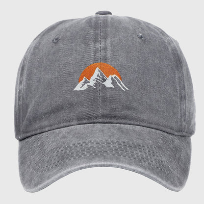 Anna-Kaci Women's Vintage Washed Mountain Sunset Embroidered Baseball Cap