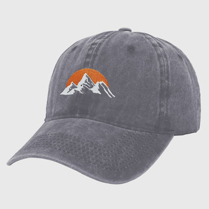 Anna-Kaci Women's Vintage Washed Mountain Sunset Embroidered Baseball Cap