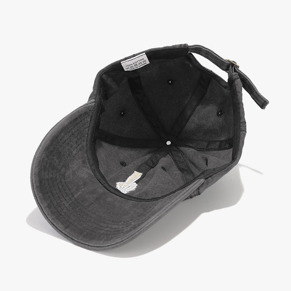 Anna-Kaci Women's Vintage Washed Baseball Cap with Skeleton Peace Sign Embroidery