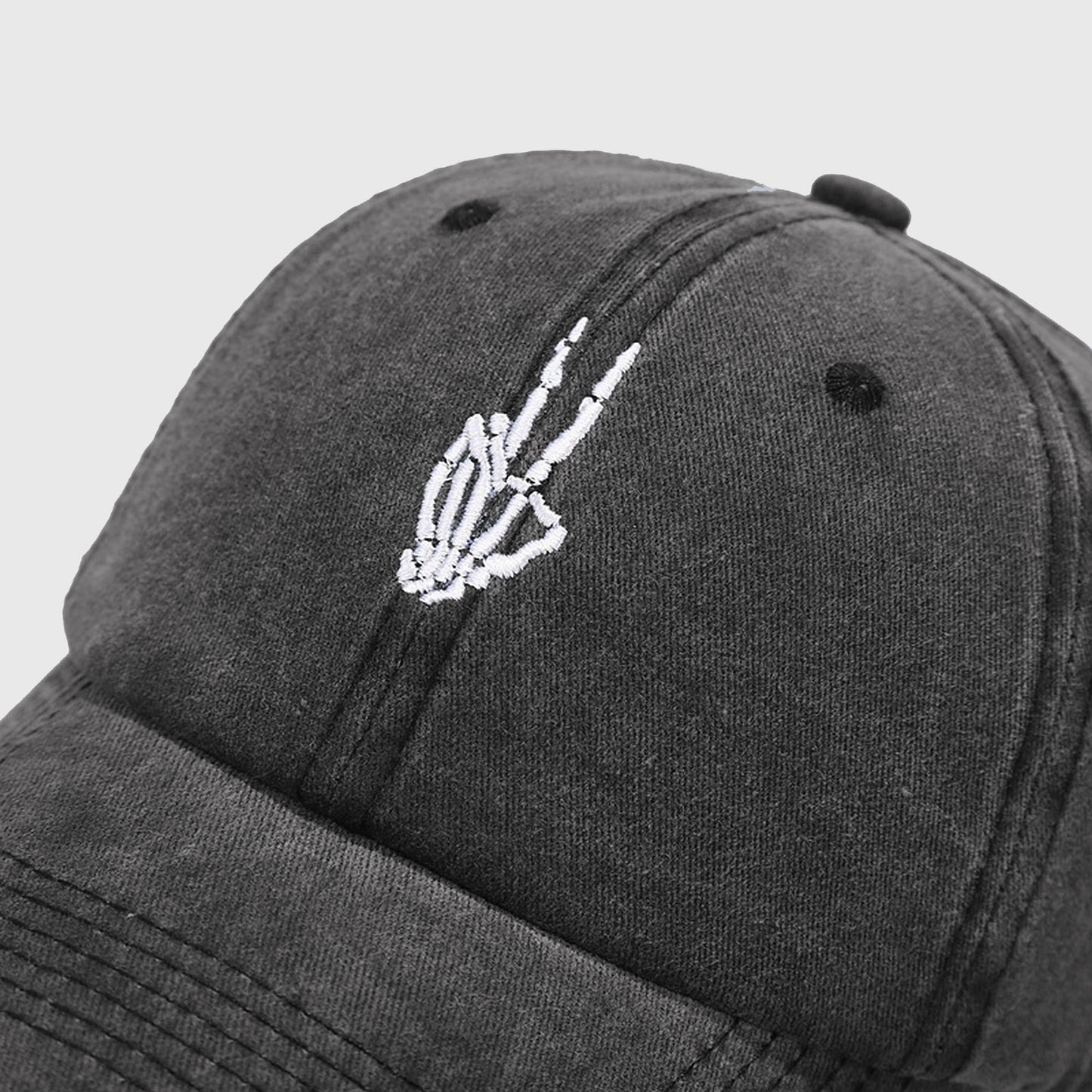 Anna-Kaci Women's Vintage Washed Baseball Cap with Skeleton Peace Sign Embroidery