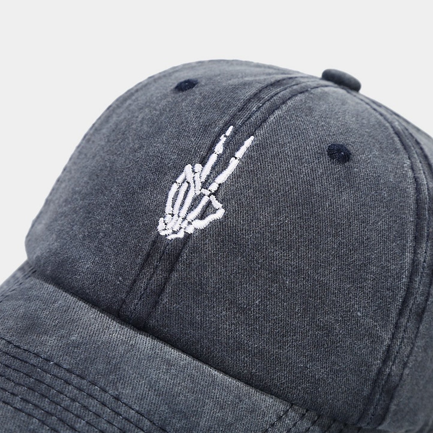 Anna-Kaci Women's Vintage Washed Baseball Cap with Skeleton Peace Sign Embroidery