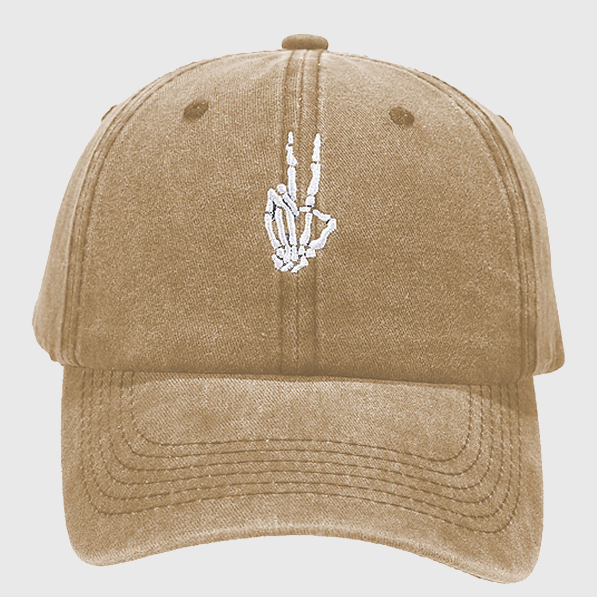 Anna-Kaci Women's Vintage Washed Baseball Cap with Skeleton Peace Sign Embroidery