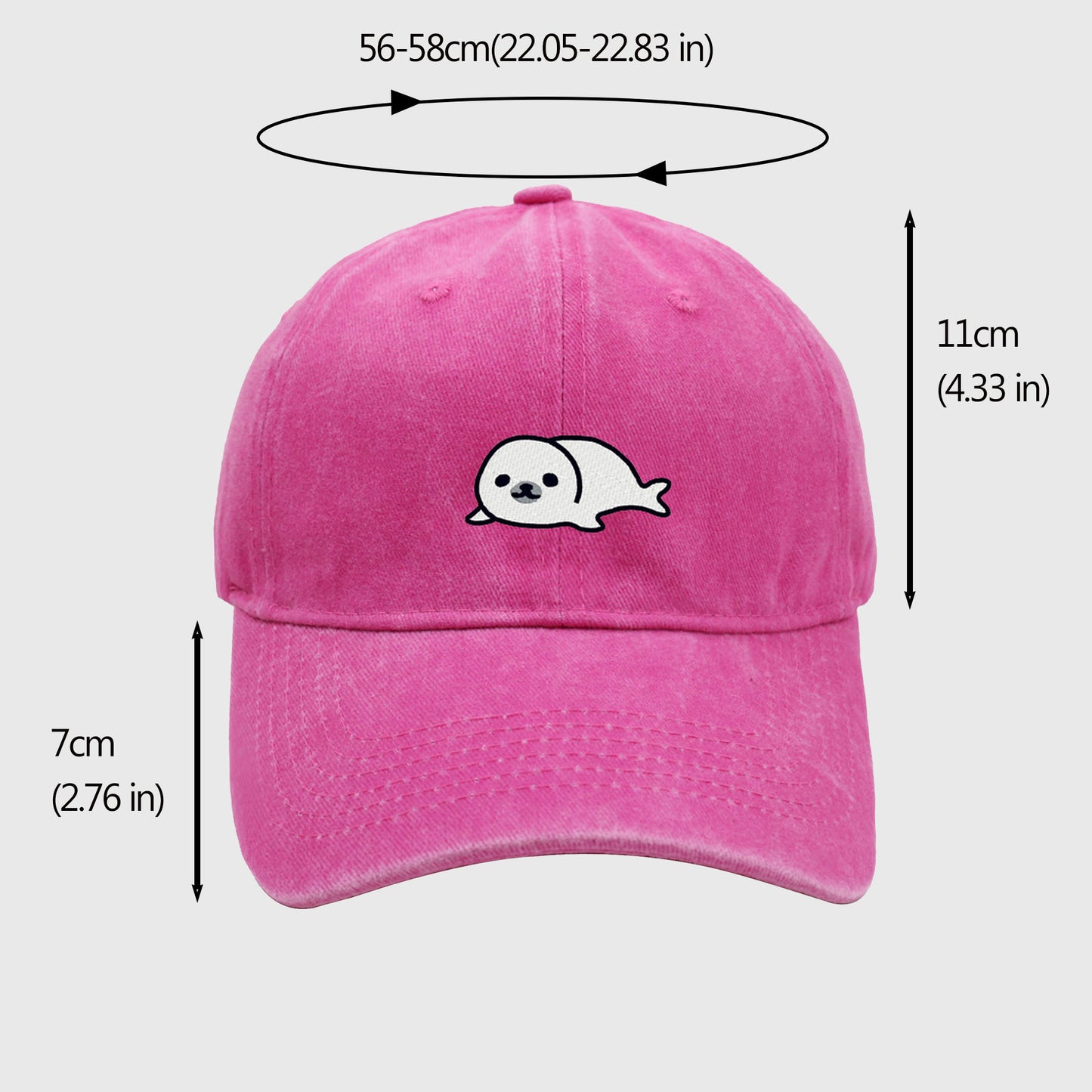 Anna-Kaci Women's Vintage Washed Baseball Cap with Cute Seal Embroidery