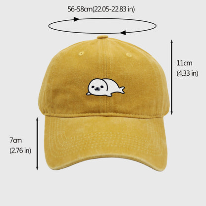 Anna-Kaci Women's Vintage Washed Baseball Cap with Cute Seal Embroidery