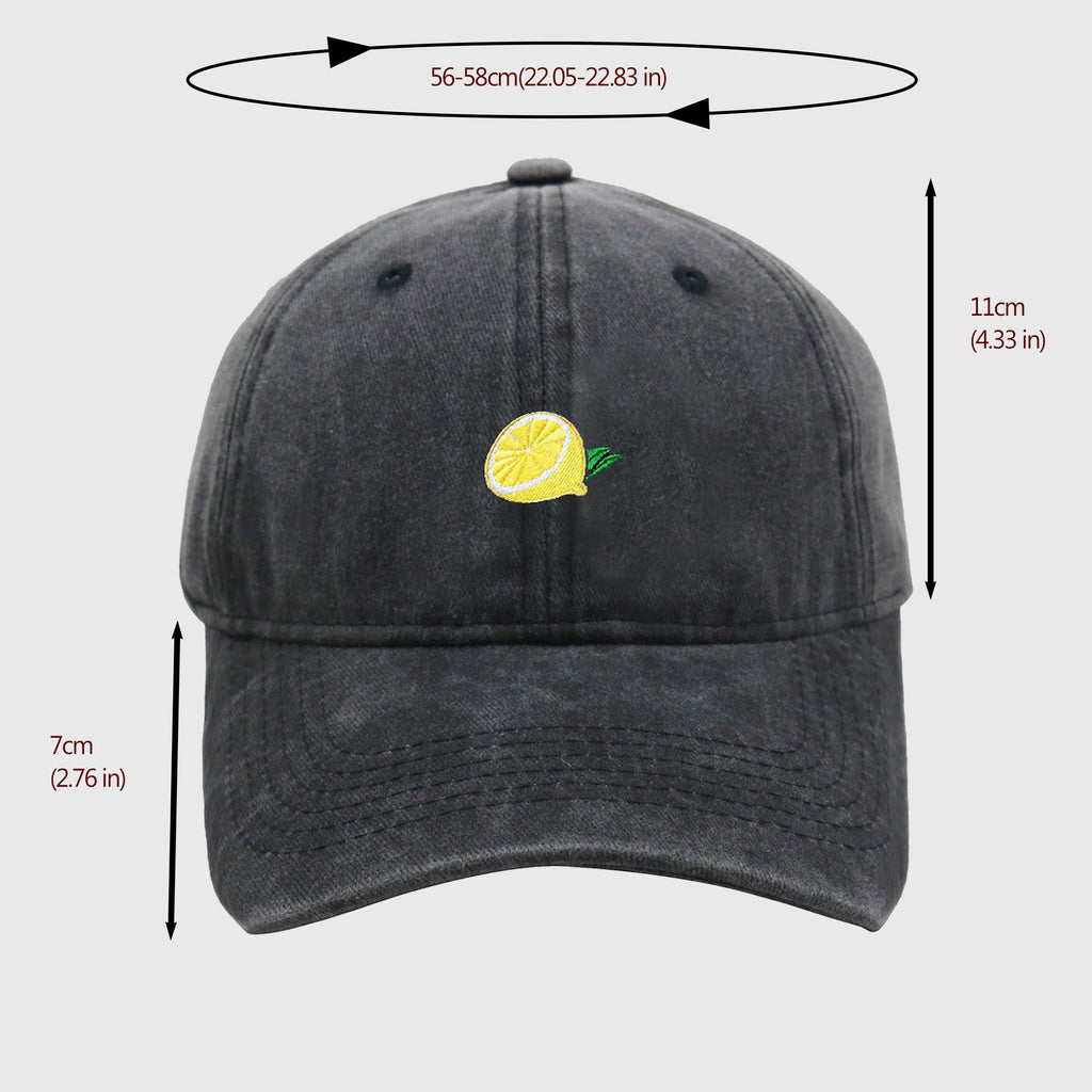 Anna-Kaci Women's Vintage Washed Baseball Cap with Lemon Embroidery