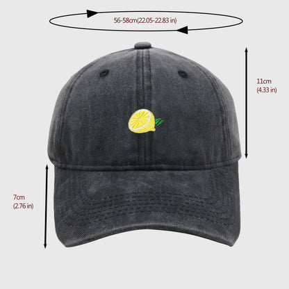 Anna-Kaci Women's Vintage Washed Baseball Cap with Lemon Embroidery