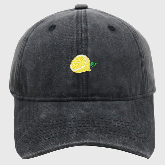 Anna-Kaci Women's Vintage Washed Baseball Cap with Lemon Embroidery