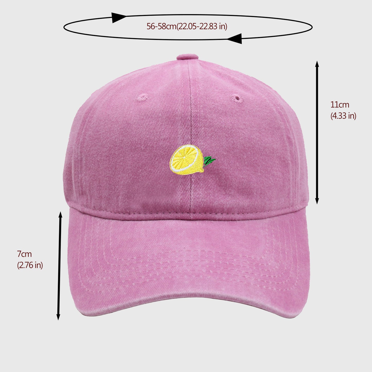 Anna-Kaci Women's Vintage Washed Baseball Cap with Lemon Embroidery