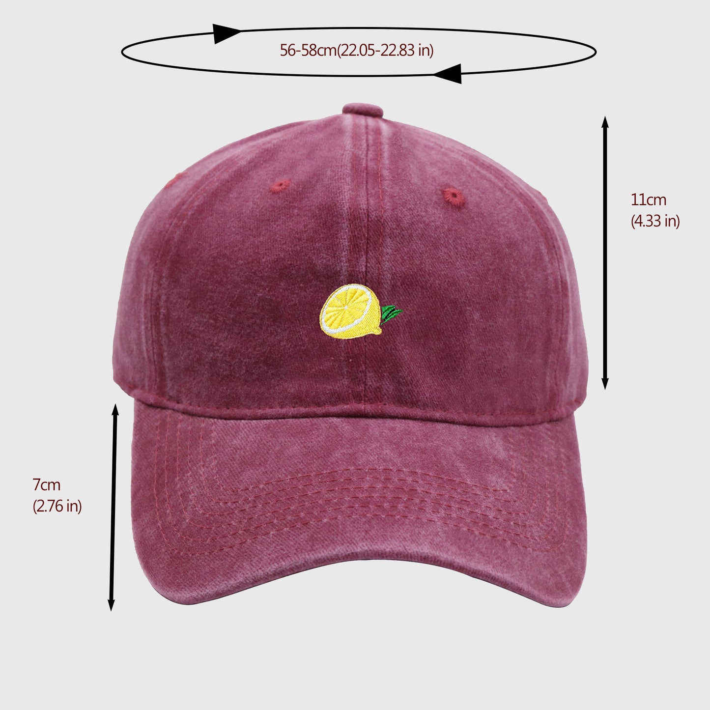 Anna-Kaci Women's Vintage Washed Baseball Cap with Lemon Embroidery