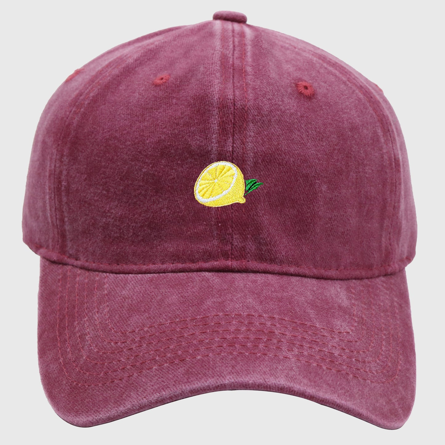 Anna-Kaci Women's Vintage Washed Baseball Cap with Lemon Embroidery