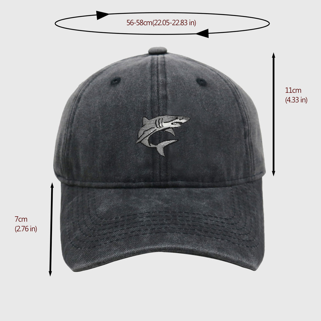 Anna-Kaci Women's Vintage Washed Baseball Cap with Shark Embroidery
