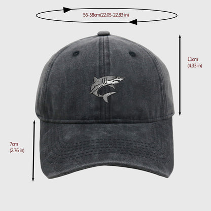 Anna-Kaci Women's Vintage Washed Baseball Cap with Shark Embroidery