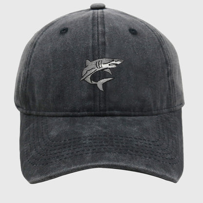 Anna-Kaci Women's Vintage Washed Baseball Cap with Shark Embroidery