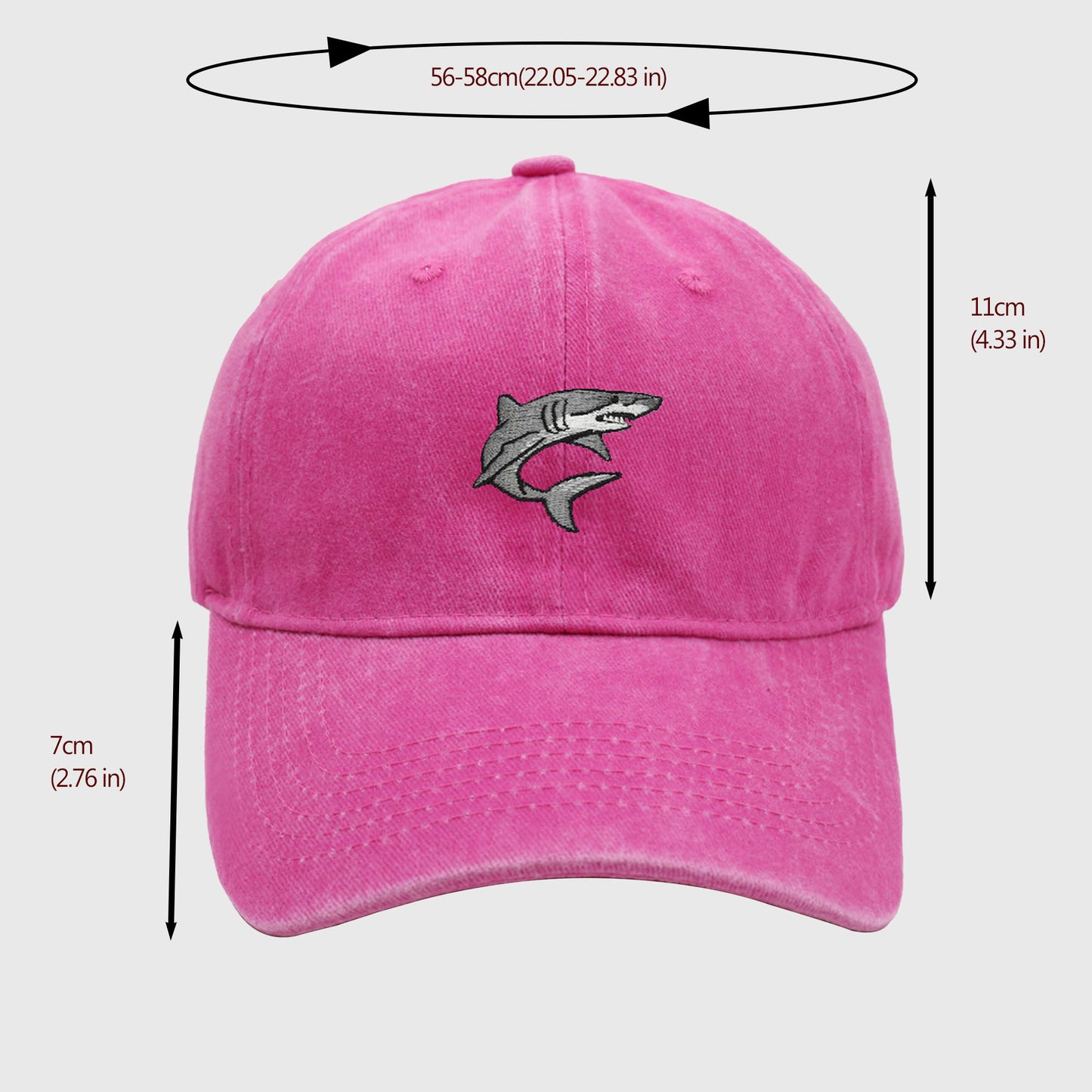 Anna-Kaci Women's Vintage Washed Baseball Cap with Shark Embroidery