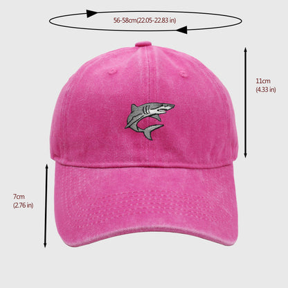 Anna-Kaci Women's Vintage Washed Baseball Cap with Shark Embroidery