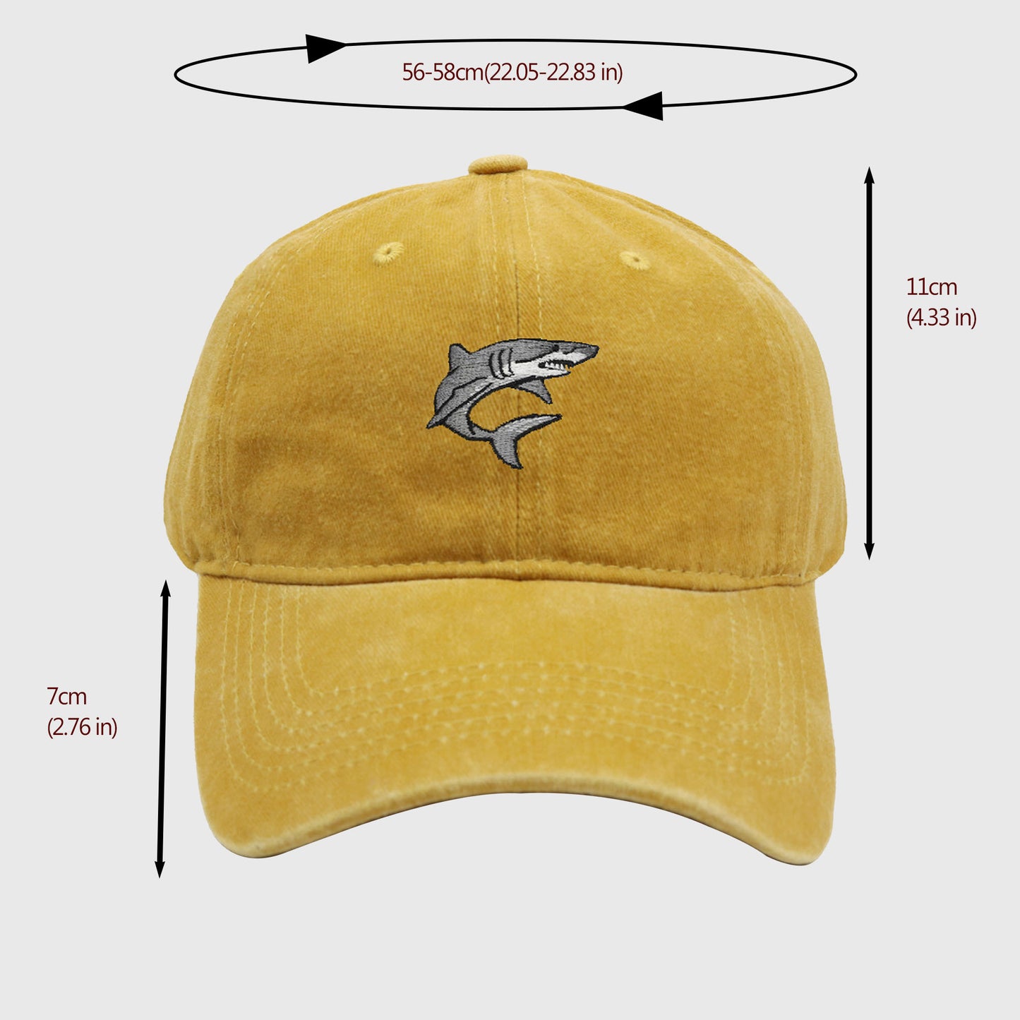 Anna-Kaci Women's Vintage Washed Baseball Cap with Shark Embroidery