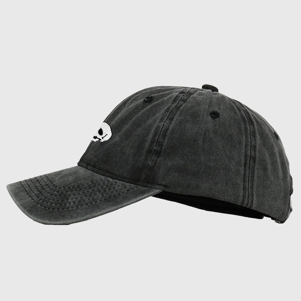 Anna-Kaci Women's Vintage Washed Baseball Cap with Skull and Rose Embroidery