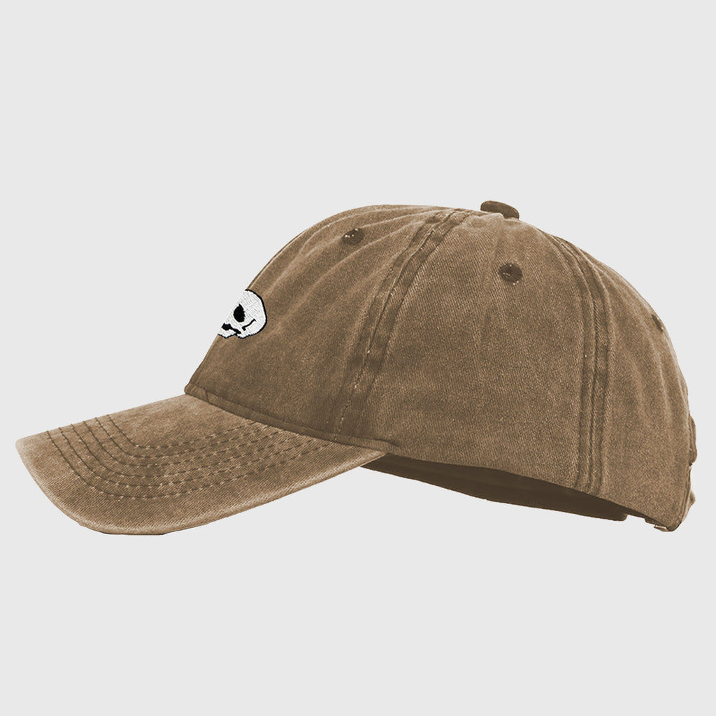 Anna-Kaci Women's Vintage Washed Baseball Cap with Skull and Rose Embroidery