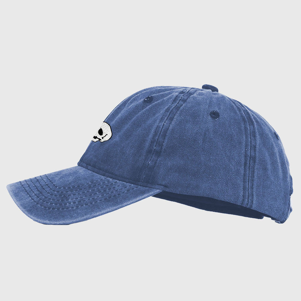 Anna-Kaci Women's Vintage Washed Baseball Cap with Skull and Rose Embroidery