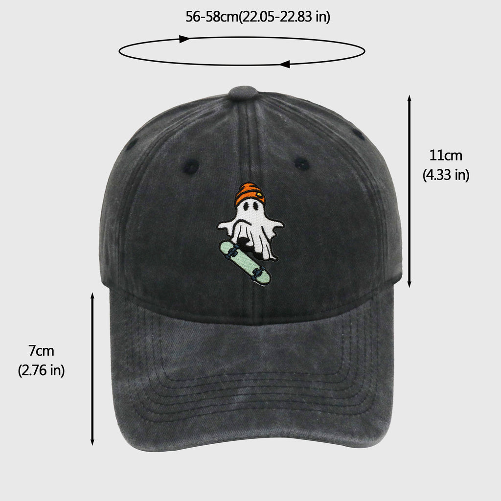 Anna-Kaci Women's Vintage Washed Baseball Cap with Skateboarding Ghost Embroidery