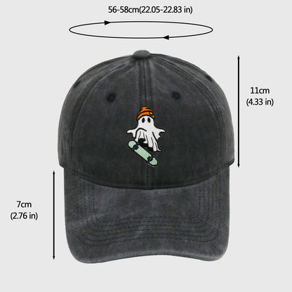 Anna-Kaci Women's Vintage Washed Baseball Cap with Skateboarding Ghost Embroidery