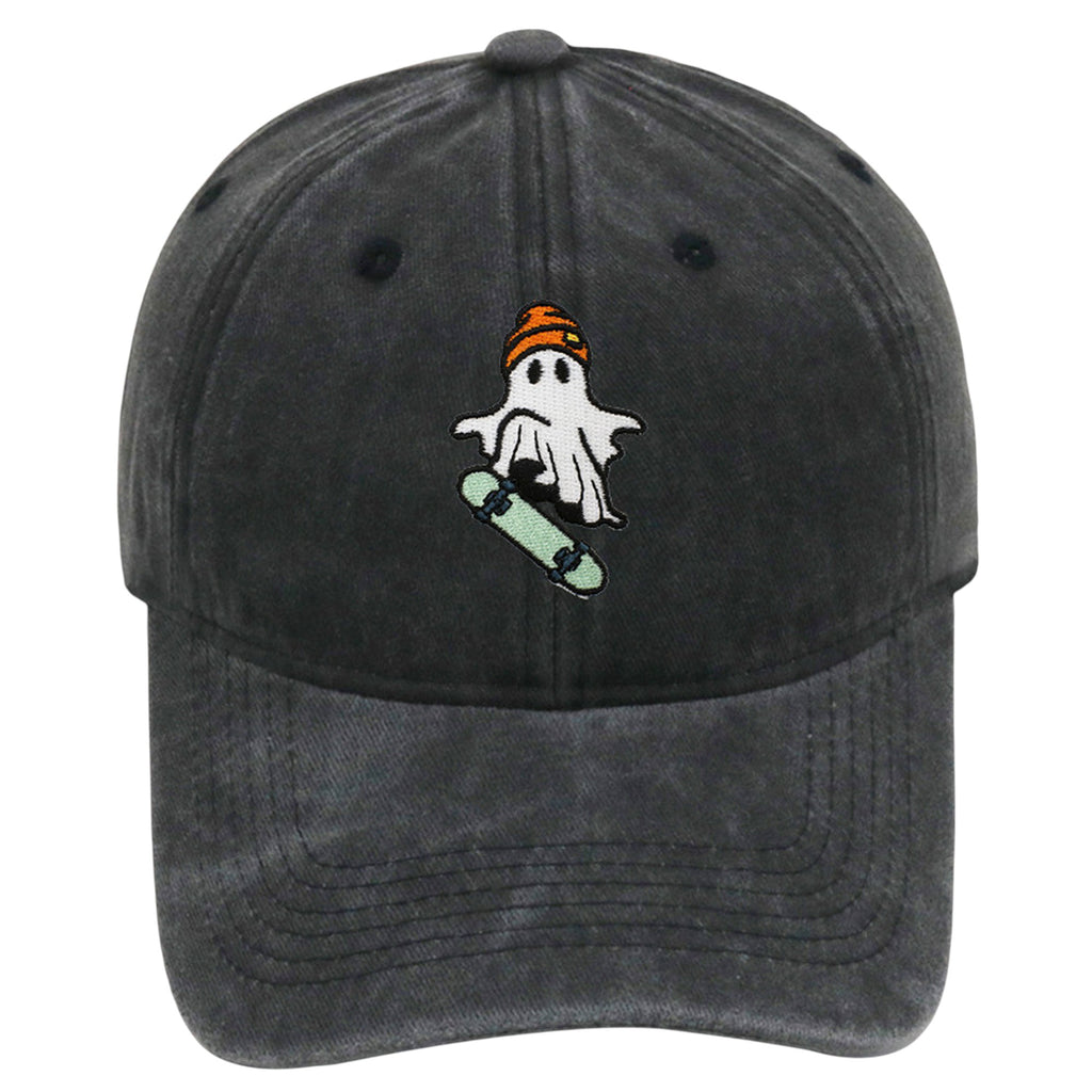 Anna-Kaci Women's Vintage Washed Baseball Cap with Skateboarding Ghost Embroidery
