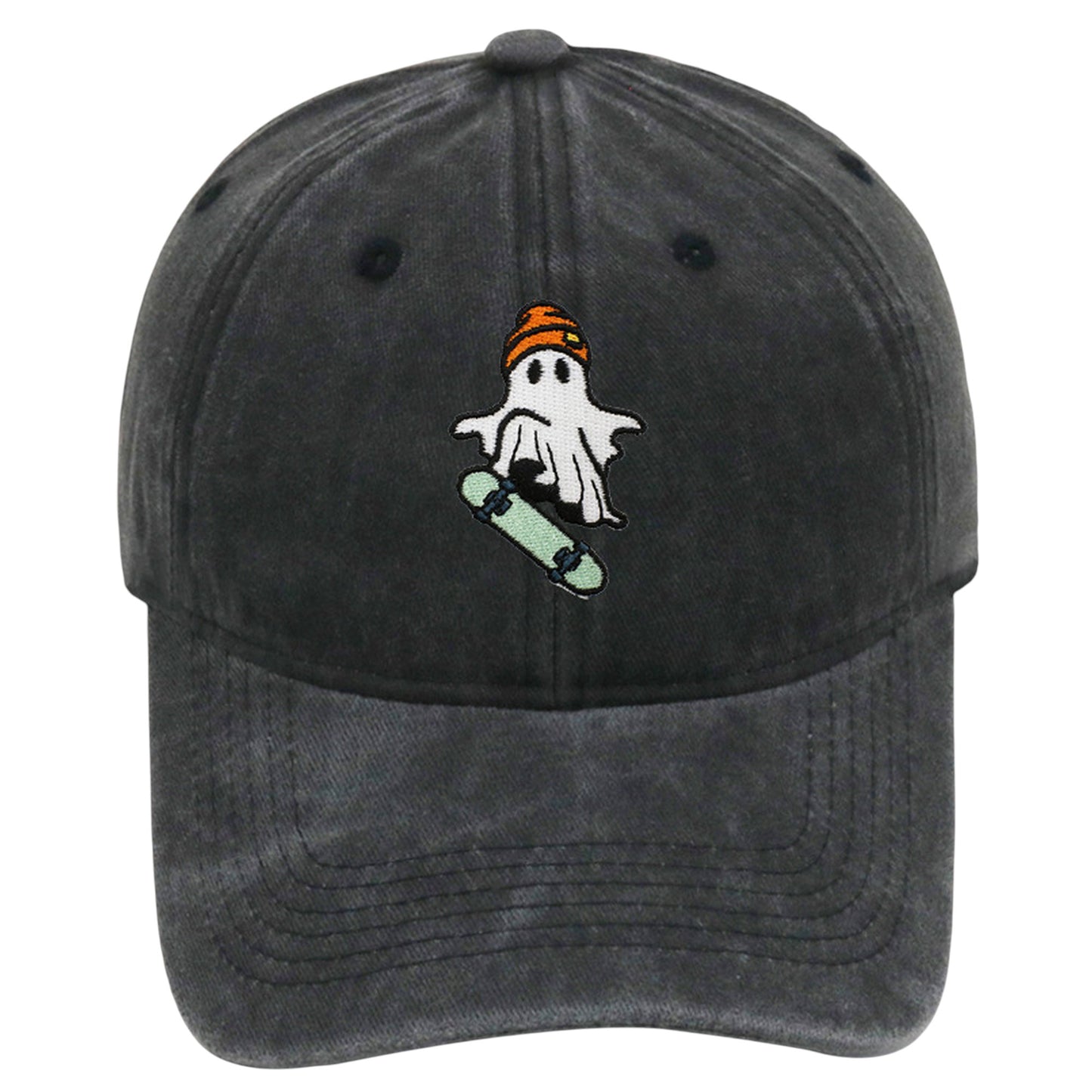 Anna-Kaci Women's Vintage Washed Baseball Cap with Skateboarding Ghost Embroidery