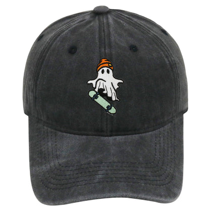 Anna-Kaci Women's Vintage Washed Baseball Cap with Skateboarding Ghost Embroidery