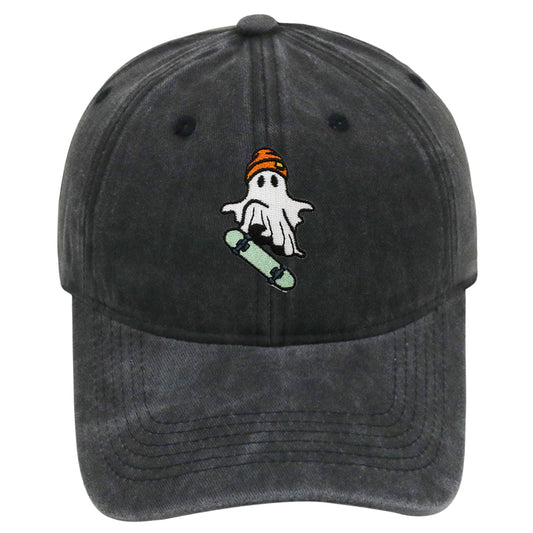 Anna-Kaci Women's Vintage Washed Baseball Cap with Skateboarding Ghost Embroidery