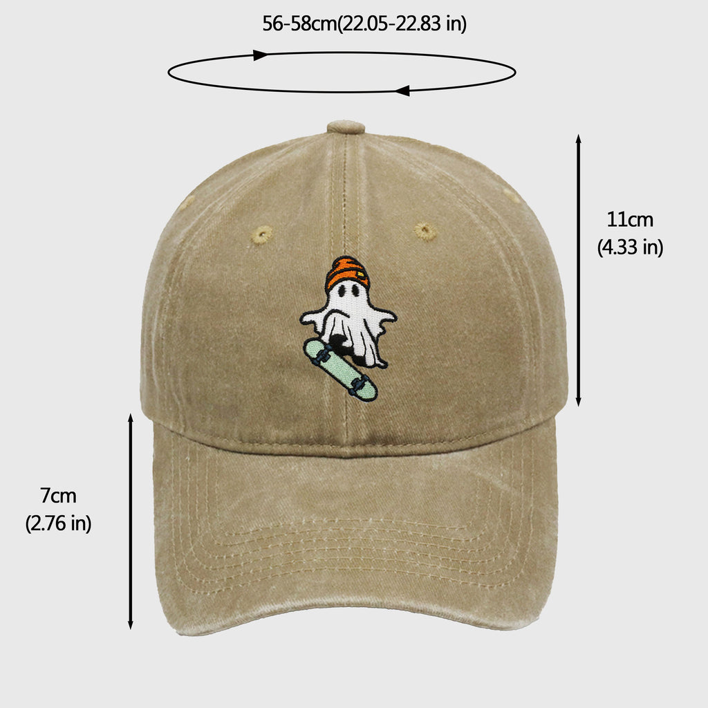 Anna-Kaci Women's Vintage Washed Baseball Cap with Skateboarding Ghost Embroidery