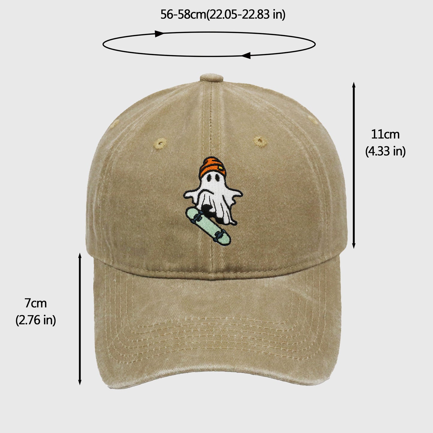 Anna-Kaci Women's Vintage Washed Baseball Cap with Skateboarding Ghost Embroidery