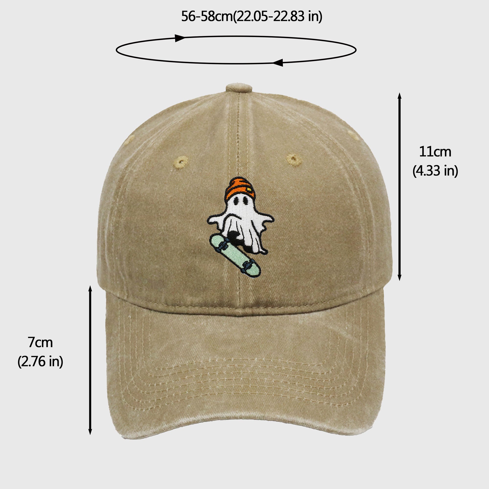 Anna-Kaci Women's Vintage Washed Baseball Cap with Skateboarding Ghost Embroidery
